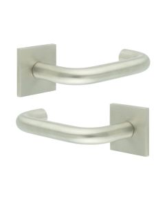 CR-106 Satin Stainless Steel Door Handle on Sprung Square Rose CR-106B1SSS by Frelan