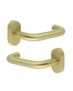 CR-106 Satin Brass Multi Point Oval Rose Door Handle CR-106C4SB by Frelan