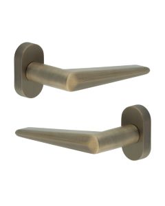 CR-107 Antique Brass Multi Point Oval Rose Door Handle CR-107C4AB by Frelan