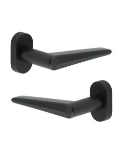 CR-107 Black Multi Point Oval Rose Door Handle CR-107C4MB by Frelan