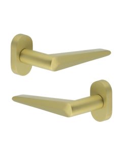 CR-107 Satin Brass Multi Point Oval Rose Door Handle CR-107C4SB by Frelan