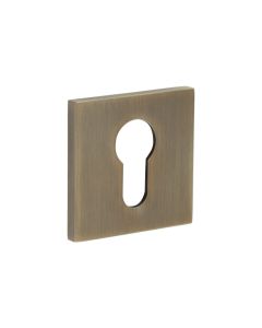 CR-T10 Antique Brass Euro Keyway Square Rose Escutcheon CR-U10AB by Frelan