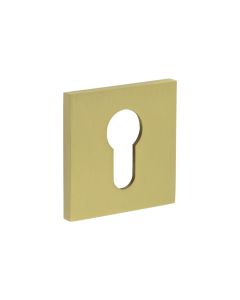 CR-T10 Satin Brass Euro Keyway Square Rose Escutcheon CR-U10SB by Frelan