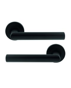 Eurospec Mitred Round Bar Door Handle on Sprung Rose CSL1192MB Matt Black