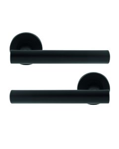 Eurospec Straight Door Handle on Sprung Rose CSL1194MB Matt Black