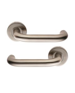 Eurospec CSL1220SSS Nera 22mm Dia. Safety Lever On Concealed Fix Sprung Round Rose G201 52mm Satin Stainless Steel