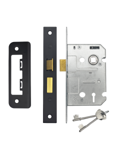 IRONZONE Contract 3 Lever Sash Lock 64mm with 45mm Backset Reversable Latch Black