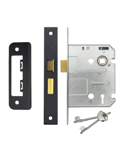 IRONZONE Contract 3 Lever Sash Lock 76mm with 57mm Backset Reversable Latch Black