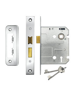 IRONZONE Contract 3 Lever Sash Lock 76mm with 57mm Backset Reversable Latch Polished Chrome