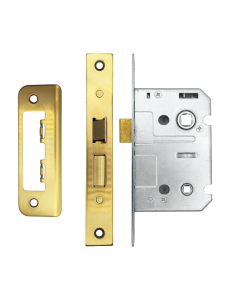 IRONZONE Contract Bathroom Sash Lock 64mm with 45mm Backset Reversable Latch Satin Brass