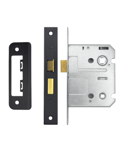 IRONZONE Contract Bathroom Sash Lock 76mm with 57mm Backset Reversable Latch Black