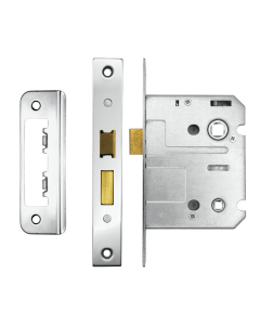 IRONZONE Contract Bathroom Sash Lock 76mm with 57mm Backset Reversable Latch Polished Chrome