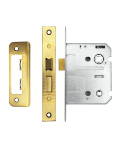 IRONZONE Contract Bathroom Sash Lock 76mm with 57mm Backset Reversable Latch Satin Brass