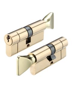 IRONZONE Architectural Euro Profile Cylinder 60mm 30/30 with Turn Keyed To Differ Polished Brass
