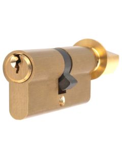 IRONZONE Architectural Euro Profile Cylinder 70mm 35/35 with Turn Keyed To Differ Satin Brass