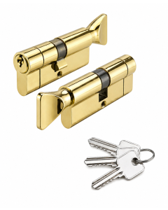 IRONZONE Architectural Euro Profile Cylinder 70mm 35/35 with Turn Keyed To Differ Polished Brass
