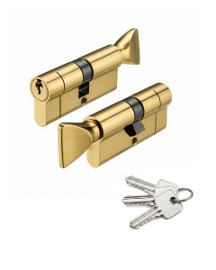 IRONZONE Architectural Euro Profile Cylinder 70mm 35/35 Double Master Keyed Satin Brass