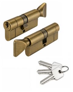 IRONZONE Architectural Euro Profile Cylinder 90mm 45/45 Double Master Keyed Antique Brass