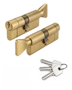 IRONZONE Architectural Euro Profile Cylinder 90mm 45/45 Double Keyed To Differ Satin Brass