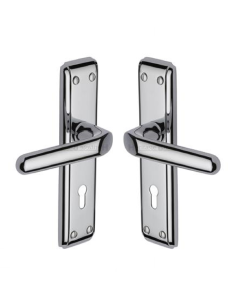 Heritage Brass DEC3000-PC Door Handle Lever Lock Deco Design Polished Chrome finish