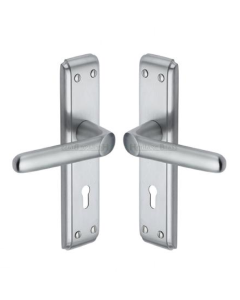Heritage Brass DEC3000-SC Door Handle Lever Lock Deco Design Satin Chrome finish