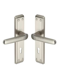 Heritage Brass DEC3000-SN Door Handle Lever Lock Deco Design Satin Nickel finish