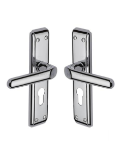 Heritage Brass DEC3048-PC Door Handle for Euro Profile Plate Deco Design Polished Chrome finish
