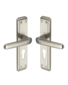 Heritage Brass DEC3048-SN Door Handle for Euro Profile Plate Deco Design Satin Nickel finish