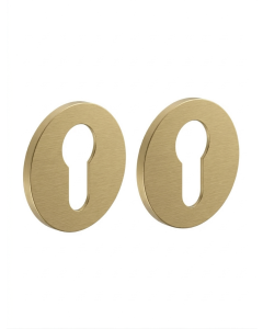 Euro Profile Escutcheons with 6mm Slim Round Rose-Timeless British Design Matt Satin Brass
