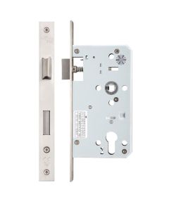 IRONZONE Architectural Din Sash Lock 72mm Centres 60mm Backset Satin Stainless Steel