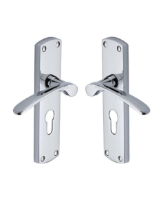 Heritage Brass DIP7848-PC Door Handle for Euro Profile Plate Diplomat Design Polished Chrome finish