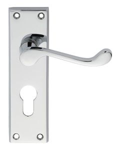 Carlisle Brass DL54YCP Victorian Scroll Lever On Backplate - Lock Euro Profile 47.5mm C/C Polished Chrome