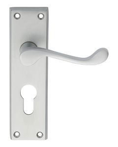 Carlisle Brass DL54YSC Victorian Scroll Lever On Backplate - Lock Euro Profile 47.5mm C/C Satin Chrome
