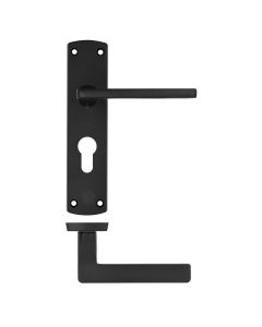 IRONZONE Edge Door Handle On Euro-profile Backplate- Matt Black