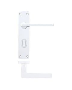 IRONZONE Edge Door Handle On Bathroom Backplate- Polished Chrome