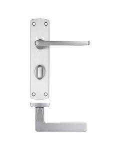 IRONZONE Edge Door Handle On Bathroom Backplate- Satin Chrome