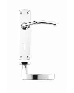 IRONZONE Sleek Door Handle On Lock-profile Backplate- Polished Chrome