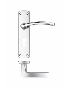 IRONZONE Sleek Door Handle On Euro-profile Backplate- Polished Chrome