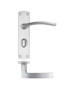 IRONZONE Sleek Door Handle On Bathroom Backplate-Satin Chrome