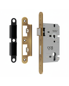 Din Euro Profiile Sashlock 60mm Backset 86mm - 72mm Centres - Radius Antique Brass DLS7260EPAB/R Eurospec