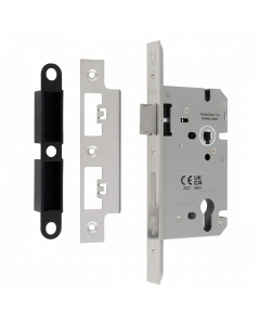Din Euro Profiile Sashlock 60mm Backset 86mm Case - 72mm Centres - Square Polished Stainless Steel DLS7260EPBSS Eurospec
