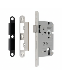 Din Euro Profiile Sashlock 60mm Backset 86mm Case - 72mm Centres - Radius Polished Stainless Steel DLS7260EPBSS/R Eurospec