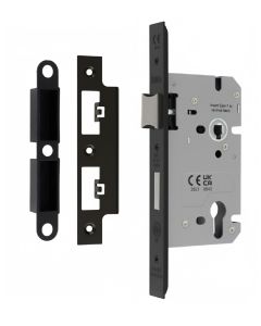 Eurospec DLS7260EPMB Din Euro Sashlock 60mm Backset -72mm C/C Matt Black