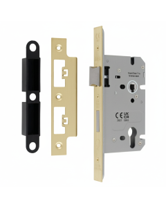 Din Euro Profiile Sashlock 60mm Backset 86mm Case - 72mm Centres - Square Satin Brass DLS7260EPSB Eurospec