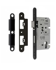 Din Euro Profiile Escape Sashlock 60mm Backset 86mm Case - 72mm Centres - Radius Matt Black DLS7260ESCMB/R Eurospec
