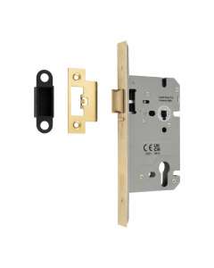 Din Euro Profiile Nightlatch 60mm Backset 86mm Case - 72mm Centres - Square Satin Brass DLS7260NLASB Eurospec