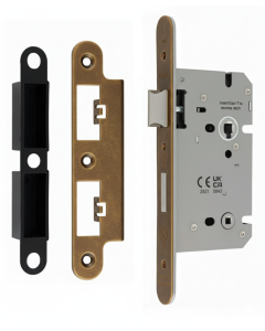 Din Bathroom Lock 60mm Backset 86mm Case - 5mm Follower - 78mm Centres - Radius Antique Brass DLS7860WCAB/R Eurospec