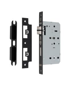 DIN Bathroom Lock Case 60mm Backset 78mm Centres Square Corner Matt Black DLX7860WCMB by Eurospec