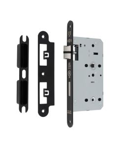 DIN Bathroom Lock Case 60mm Backset 78mm Centres Radius Corner Matt Black DLX7860WCMB/R by Eurospec