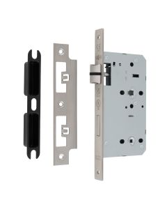 DIN Bathroom Lock Case 60mm Backset 78mm Centres Square Corner Satin Stainless Steel DLX7860WCSSS by Eurospec